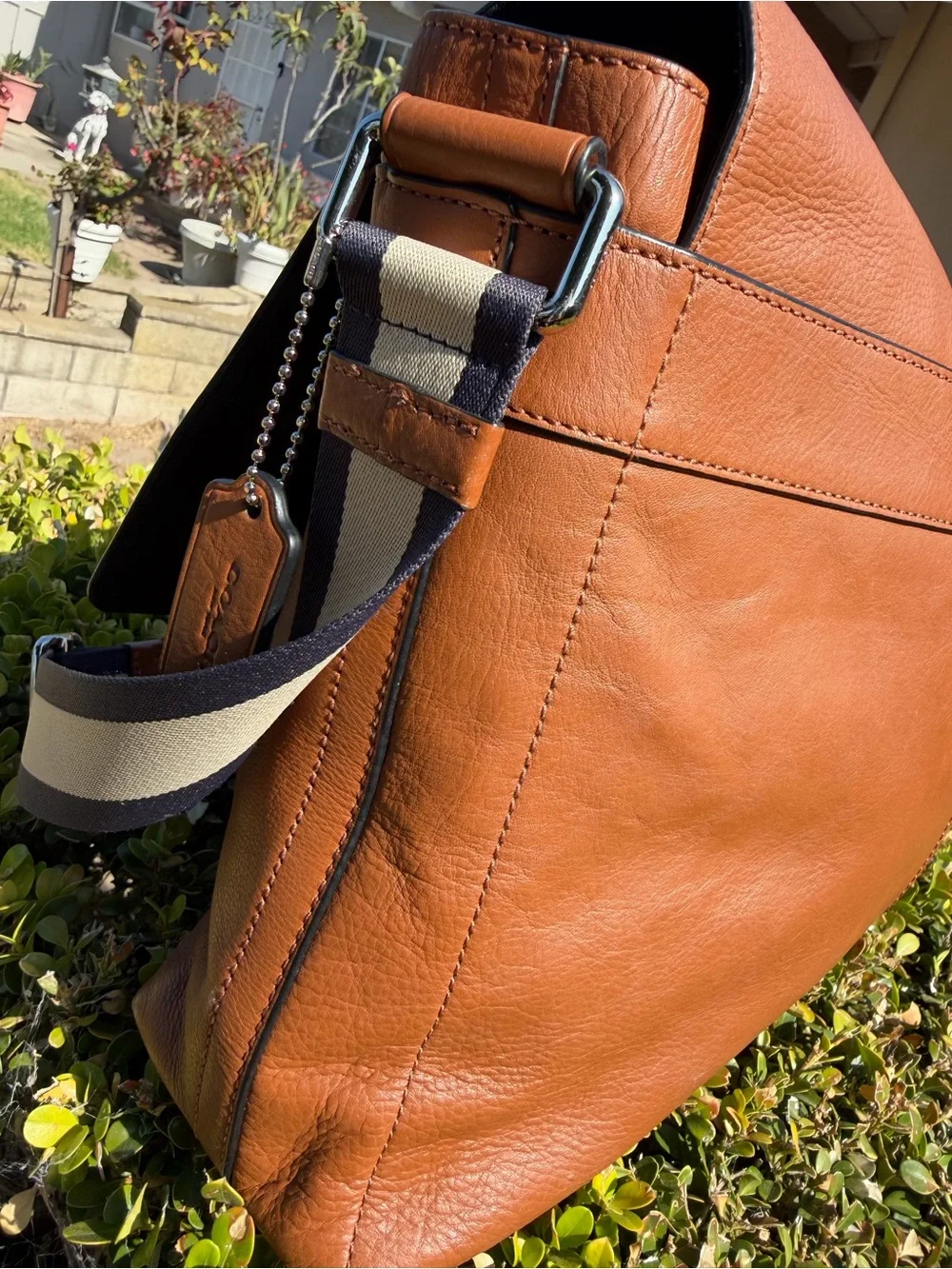 COACH CHARLES MESSENGER UNISEX LEATHER BAG SADDLE EUC